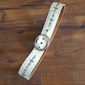 Calvin Klein - 1980s White & Silver Stud Hip Belt